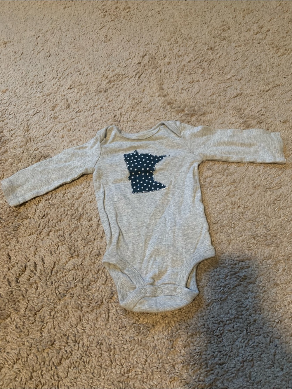 Grey Long-Sleeve Baby One-Piece with Minnesota logo